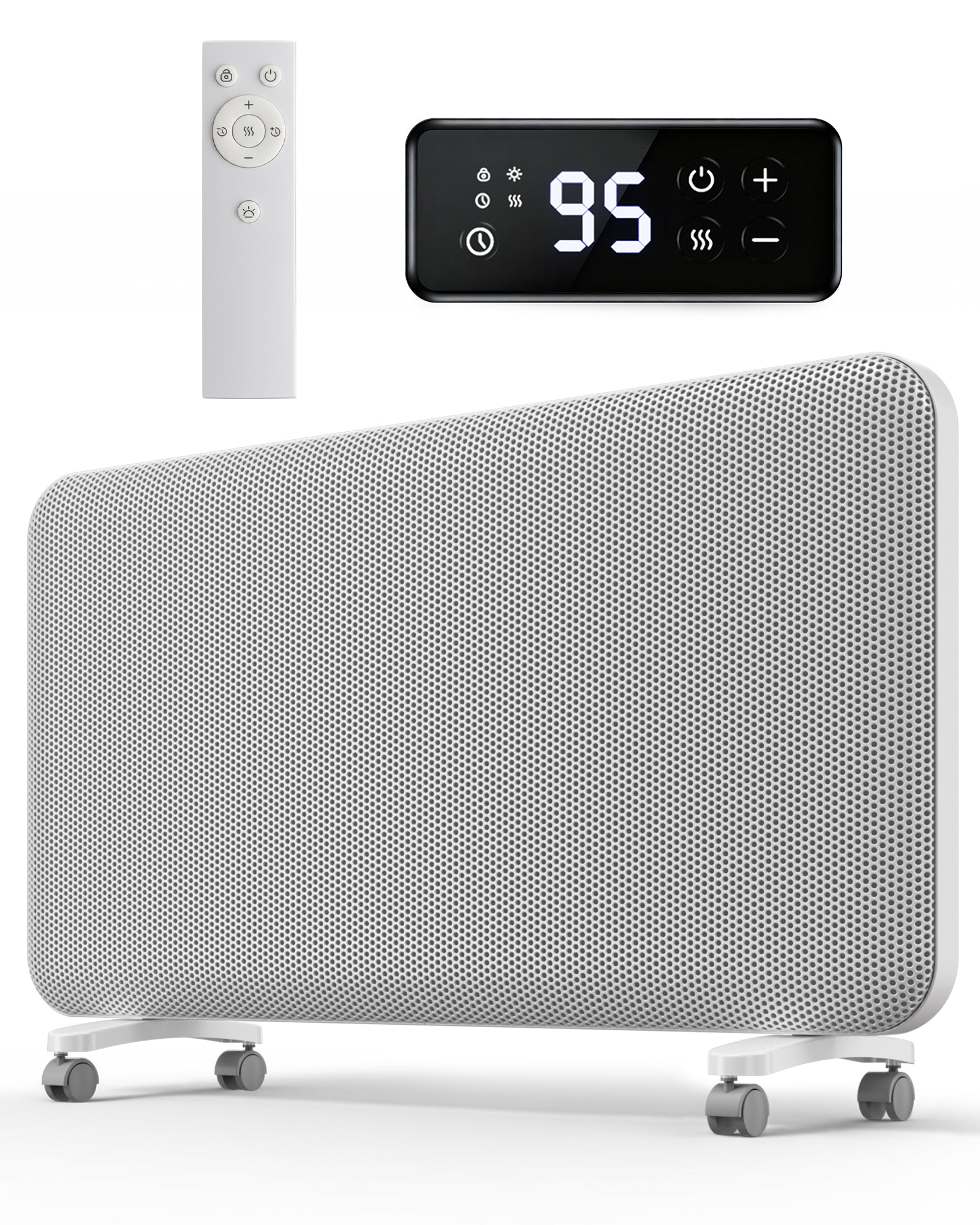 YEW Convection Infrared Space Heaters, 1500W Electric Heater with Whole-Room Heating, Remote,24H Timer, Thermostat,Standing or Wall Mount, Energy Efficient Quiet Heater for Indoor Bedroom, Office