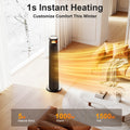 YEW Space Heater for Indoor Use, 34" Electric Heater with Remote and Thermostat, 3 Modes, Overheating & Tip-Over Protection, Portable Heater for Large Room, Bedroom, Office, Black